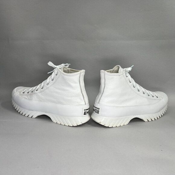 Converse Women's Size 9.5 Chuck Taylor All Star White Leather Lugged Sneakers - Picture 6 of 11